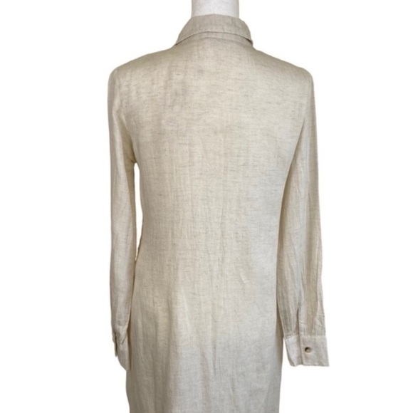 Sim & Sam Linen Blend Midi Dress Twist Button Front Neutral Color Sz S NWT - Picture 11 of 16
